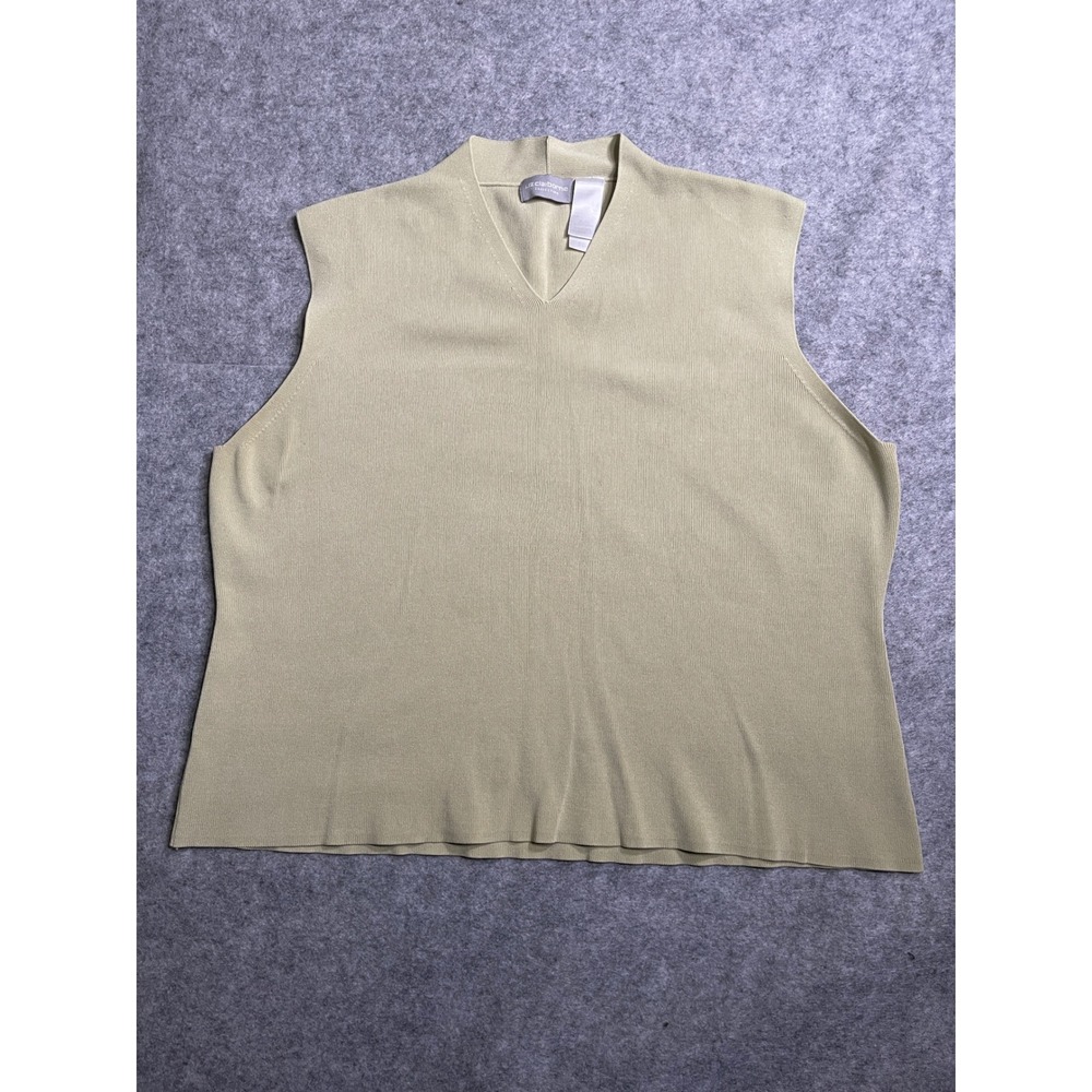 Liz Claiborne Collection Womens XL Sage‎ Green Ribbed Knit V-Neck Shell Tank Top